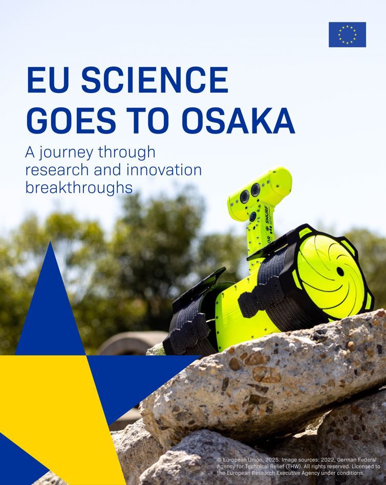 A visual with the text: EU science goes to Osaka. A journey through research and innovation breakthroughs.
 