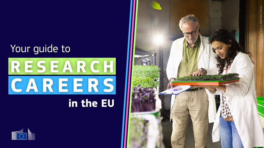 Visual with the text: Your guide to research careers in the EU