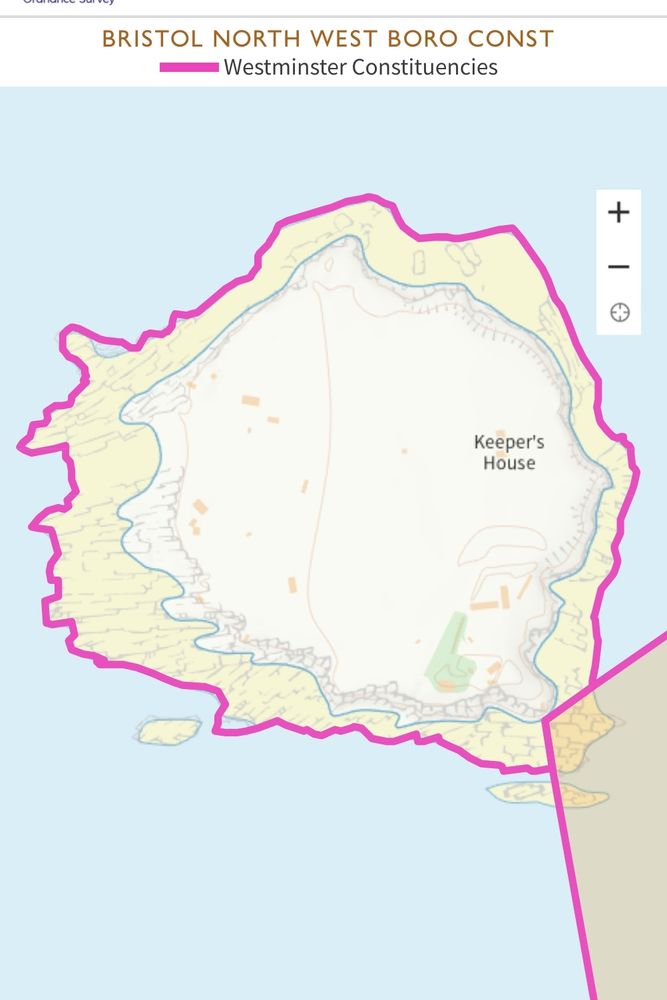 A map showing a tiny part of a Flat Holm island in a constituency