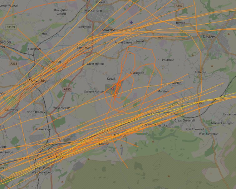 Lots and lots of tracks of helicopters