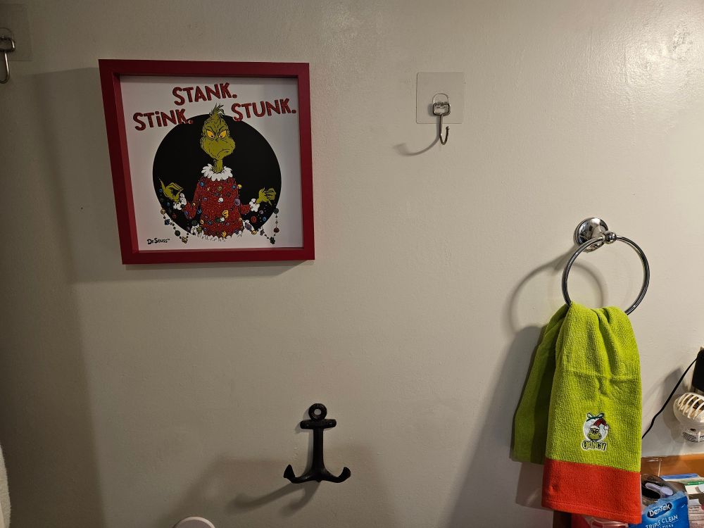 The Grinch decor in bathroom