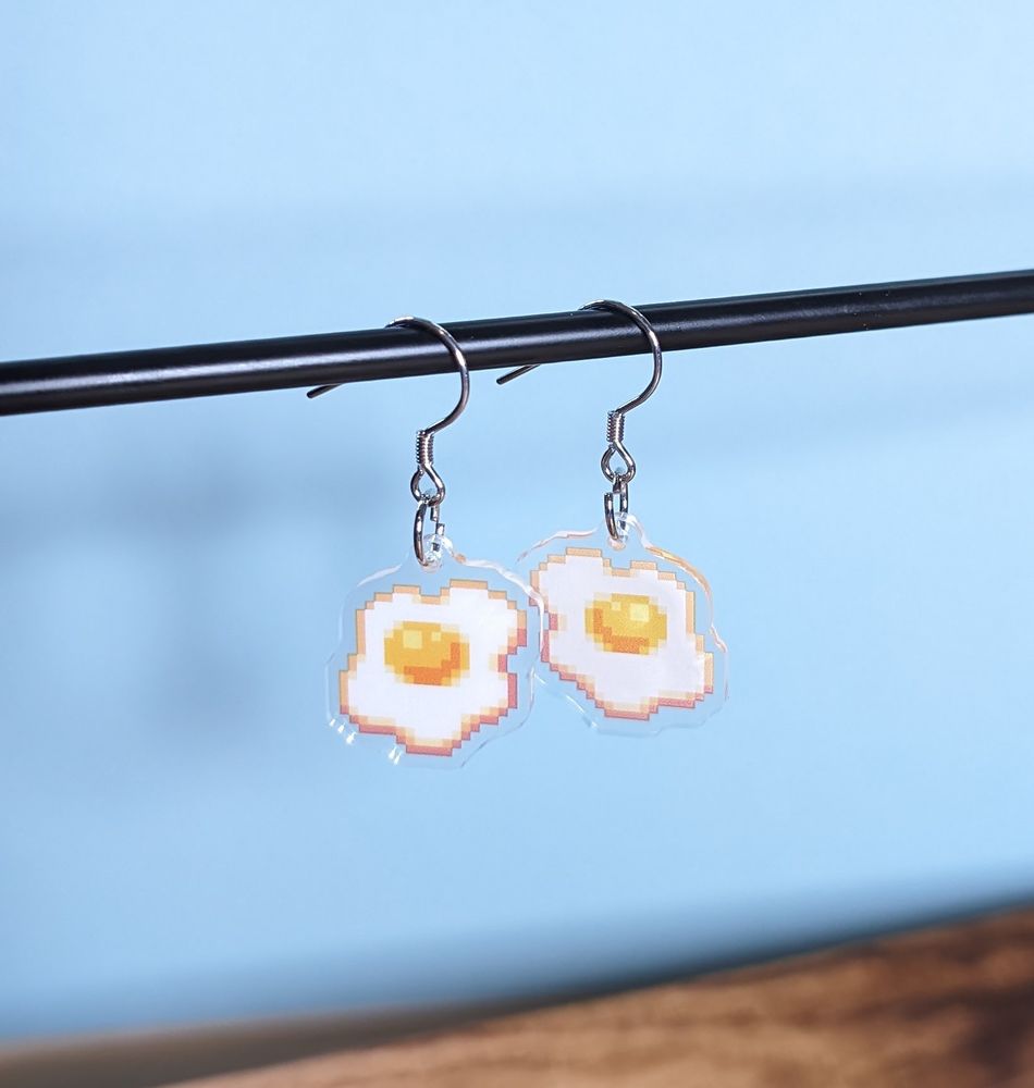 Acrylic Egg Earrings (pixel art)