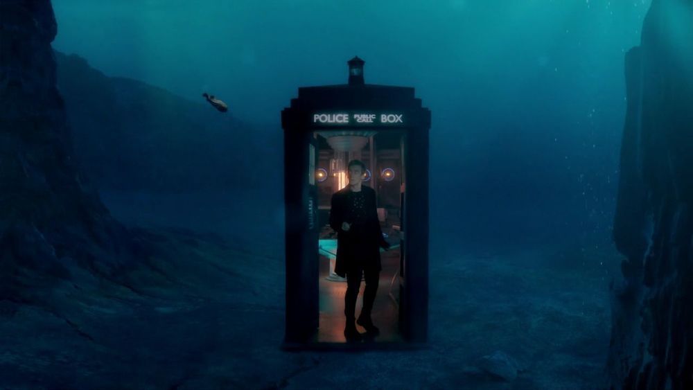 The Doctor and the TARDIS underwater