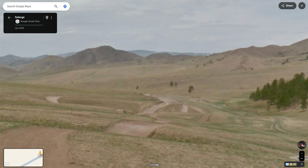 a screenshot of google maps somewhere in Mongolia