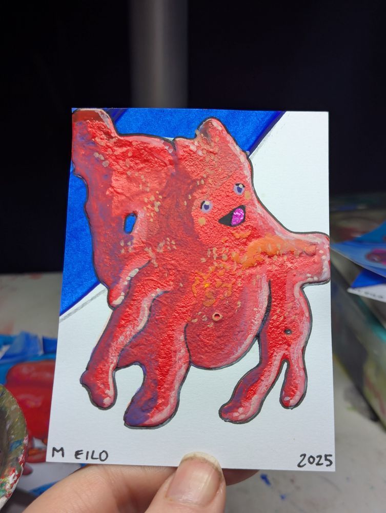 A 3x4-in collage painting of a figure with a vacant face