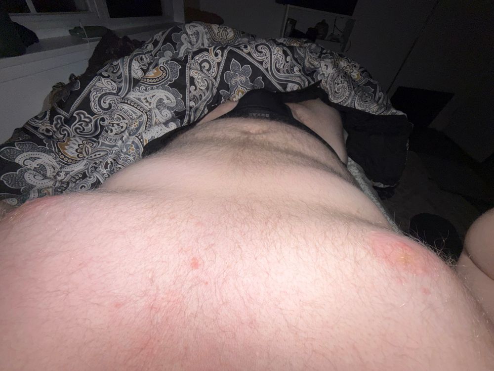Picture of my hairy torso and bulge in a jockstrap