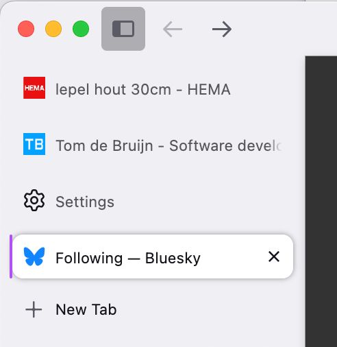 Screenshot of Firefox's vertical tabs showing a couple random tabs.