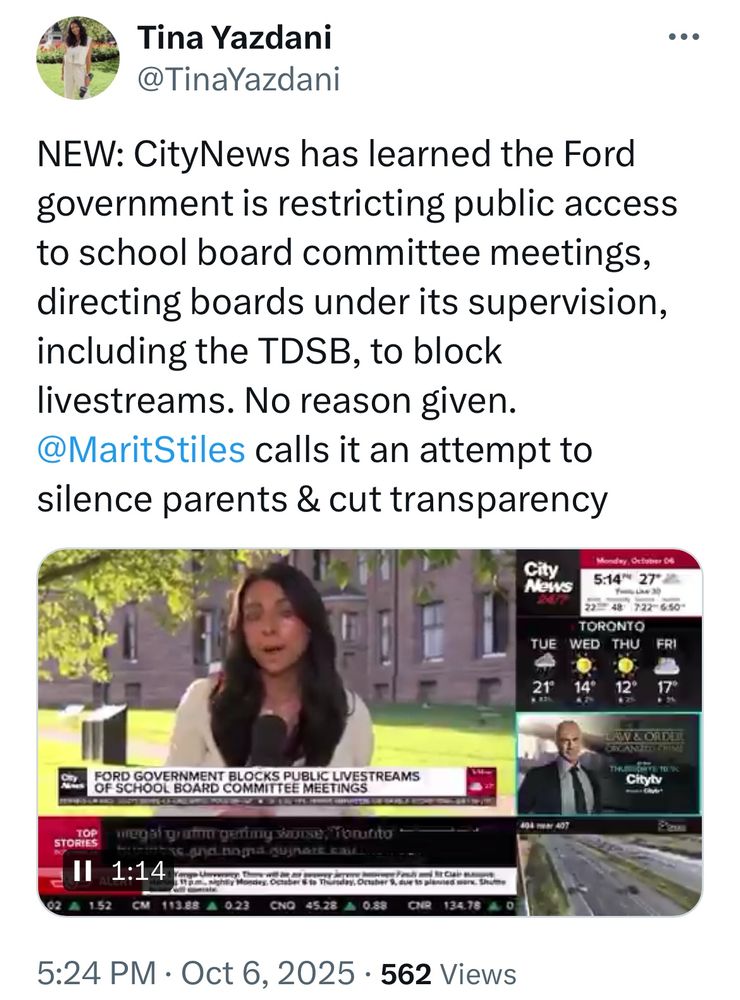 Minister of Education has ordered supervised school boards to stop publicly broadcasting meetings including @tdsb.on.ca Special Education committee