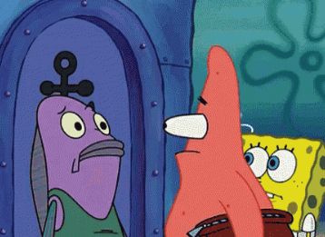 patrick star staring at a fish