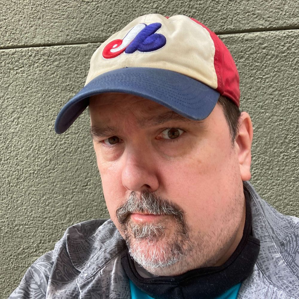 With my old unwashed Expos hat.
