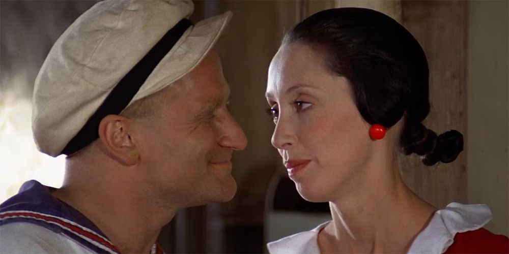 Robin Williams and Shelley Duvall as Popeye and Olive Oyl.