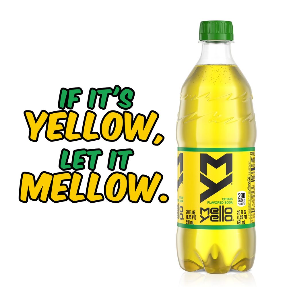 "If it's yellow, let it mellow." Pictured is a bottle of Mello Yello soda.