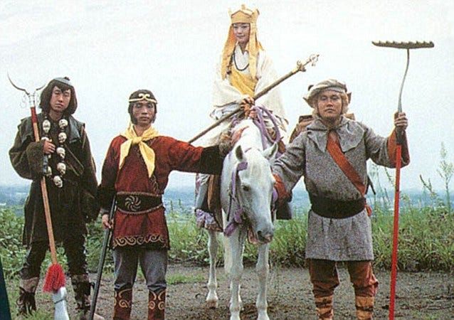 Sandy (The Thing) Monkey (Mr Fantastic) Tripitaka (Invisible Woman) and Pigsy (Torch). 