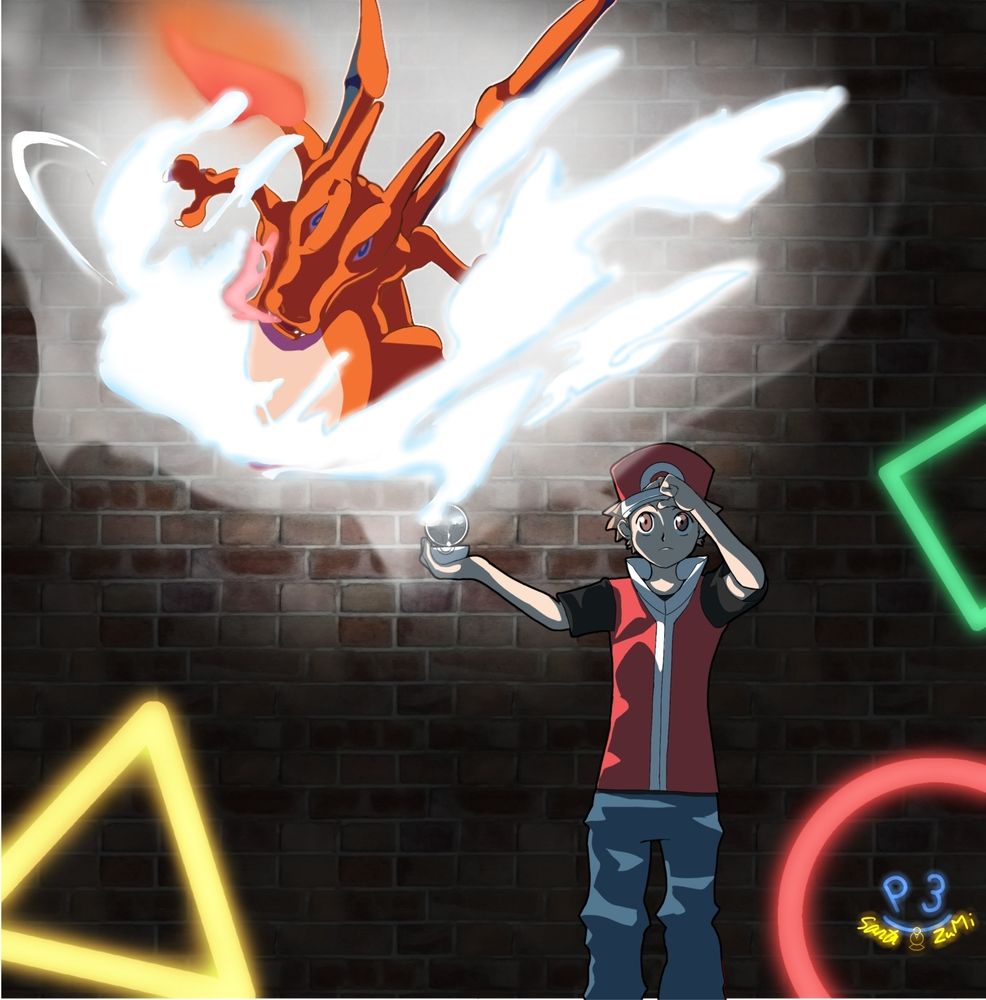 red（pokemon）and charizard
