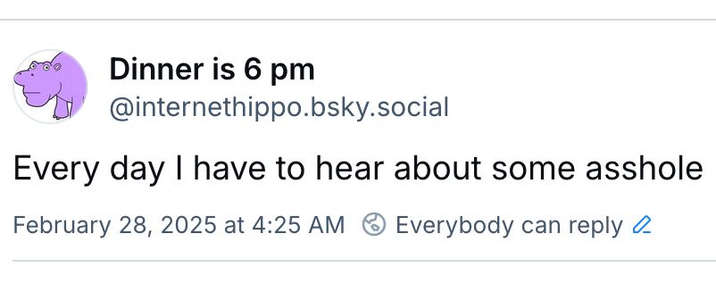Every day I have to hear about some asshole