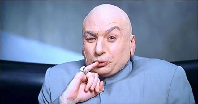 Austin powers' Dr evil, with his pinky to his lips