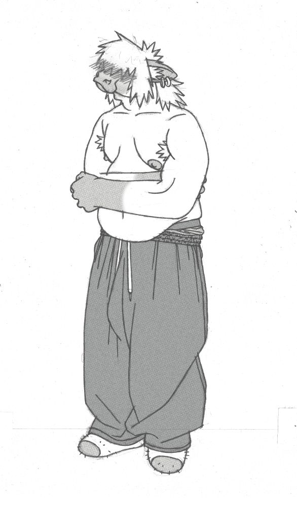 Cow Dude again, acting shy, don't stare at his dick too much or he'll get flustered.