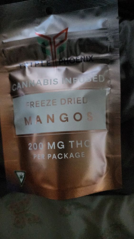a bag of freeze dried mangos infused with thc