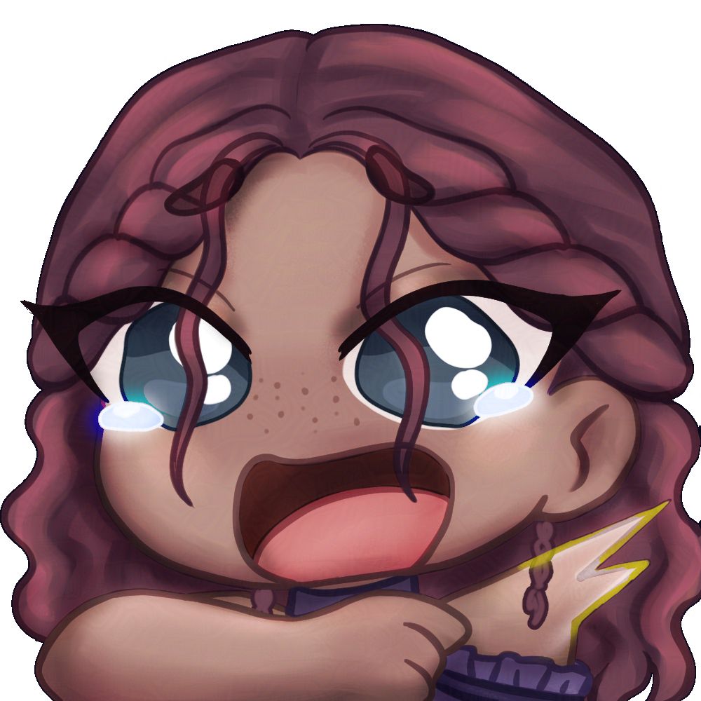 emote of a character with a look of shock and fear on her face