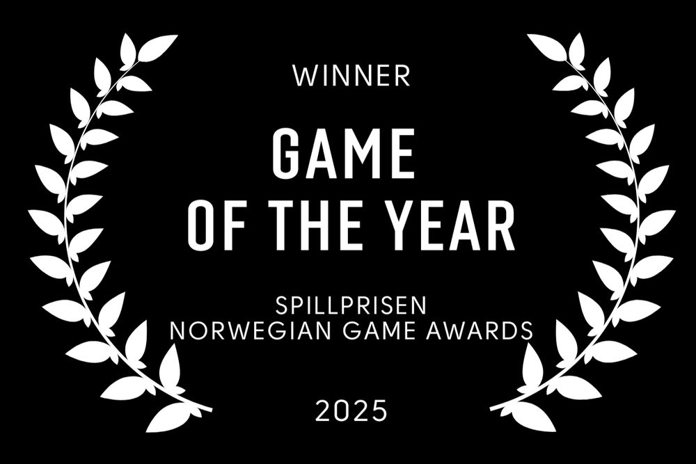 Award for The Holy Gosh Darn. Winner of Game of the Year at the Spillprisen Norwegian Game Awards 2025.