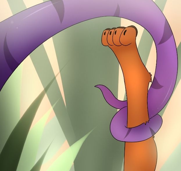 A leg being hoisted by a snakes tail
