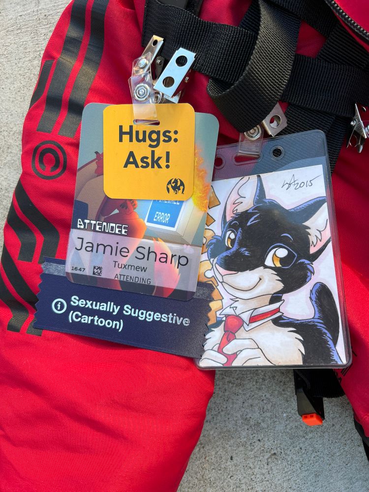 FurCon Badge, and Bust Colored badge by Michele Light (2015)