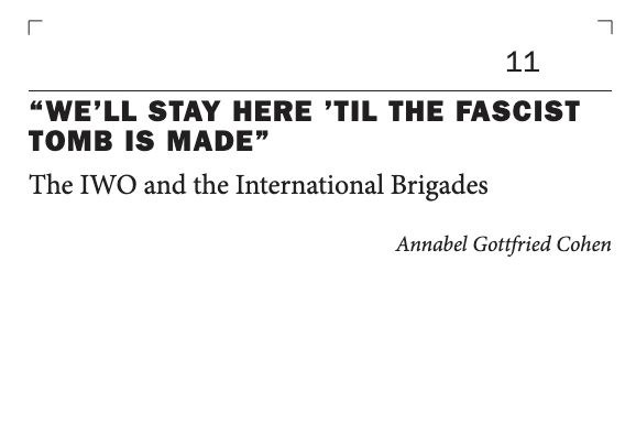 Screenshot of a title page "We'll stay here 'til the fascist tomb is made" - the IWO and the International Brigades, Annabel Gottfried Cohen 