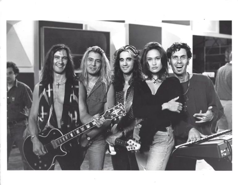 Band photo of "Crucial Taunt" from the movie Wayne's World