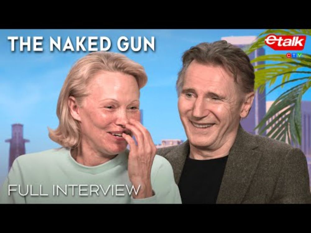 Pamela Anderson & Liam Neeson get flustered talking about their love | 'The Naked Gun' Interview