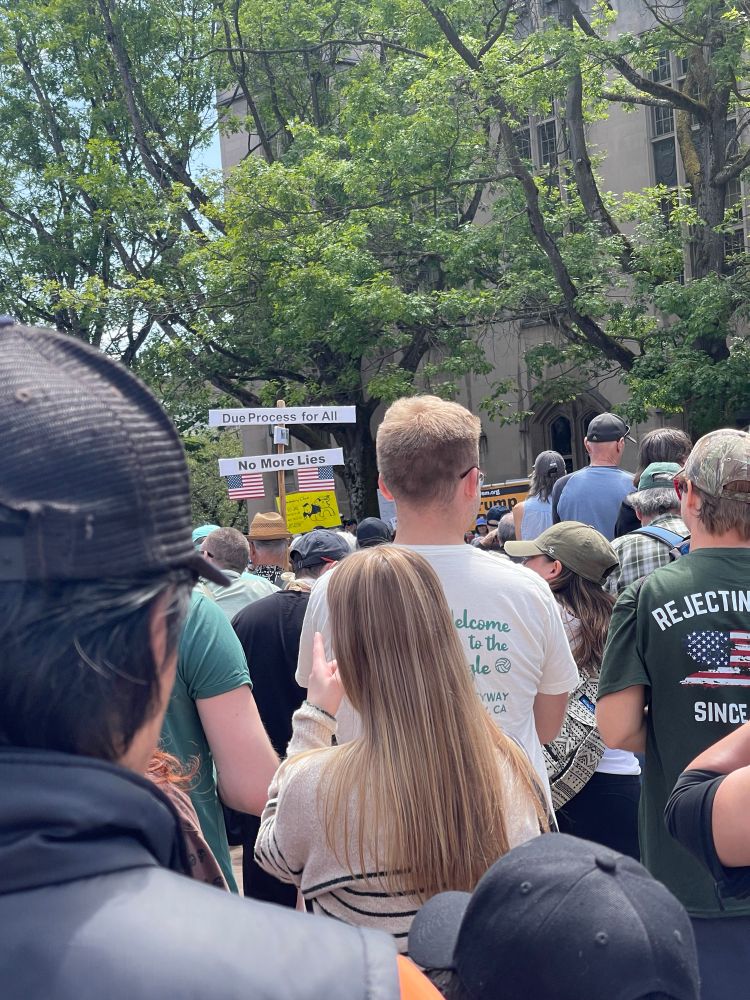 “Due process for all” sign 