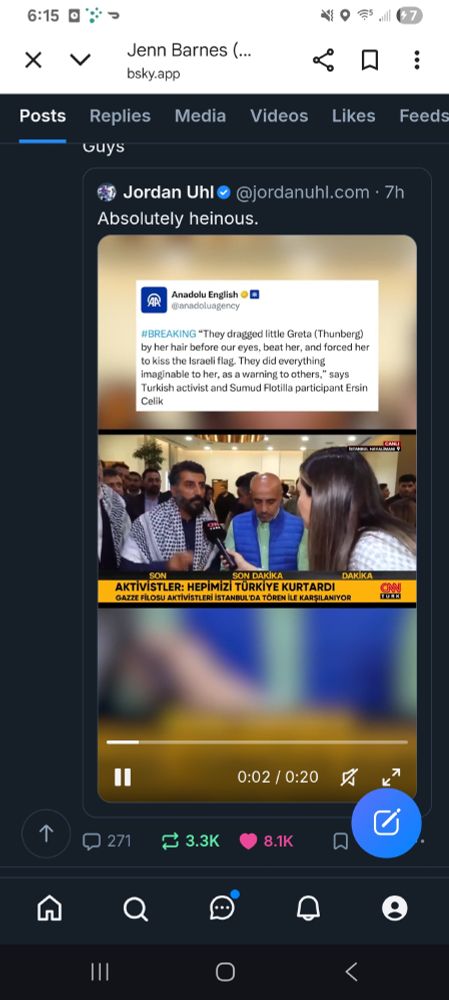 Screenshot showing Turkish activist saw it. Ersin Celik. 