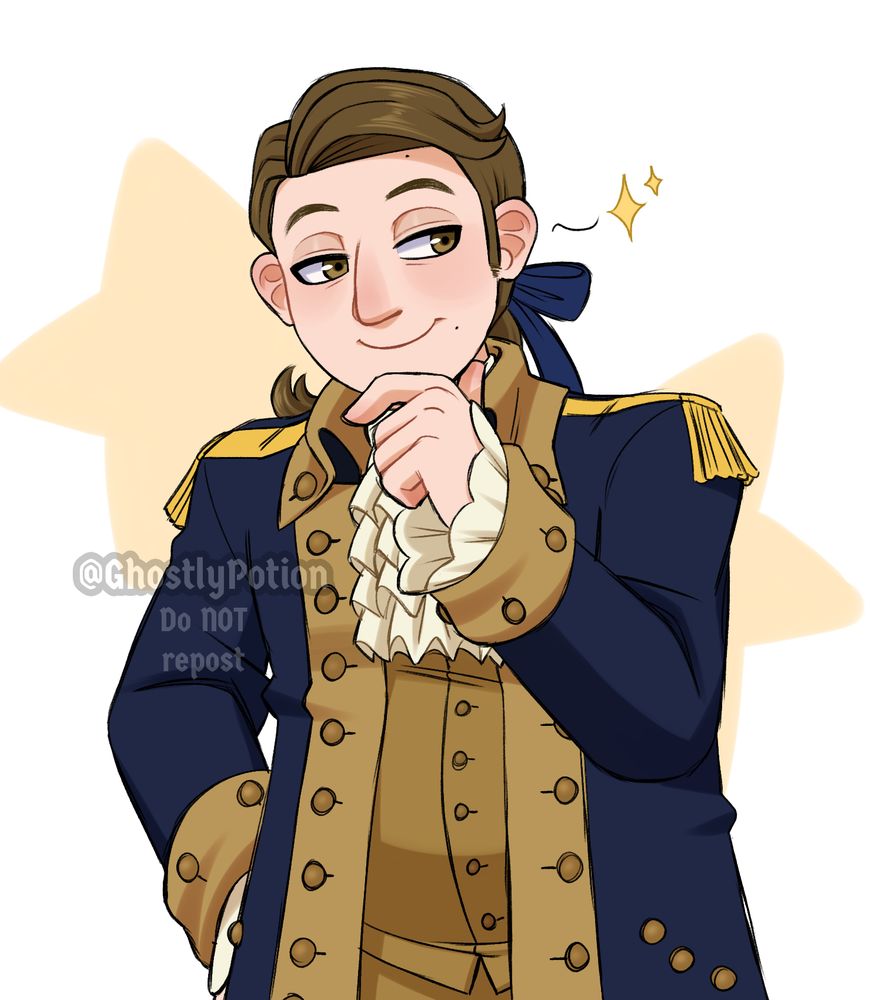 A colored doodle featuring Isaac Higgintoot from Ghosts. It's a halfbody piece of the character with one hand on his chin and the other on his hips, with a smile on his face.
