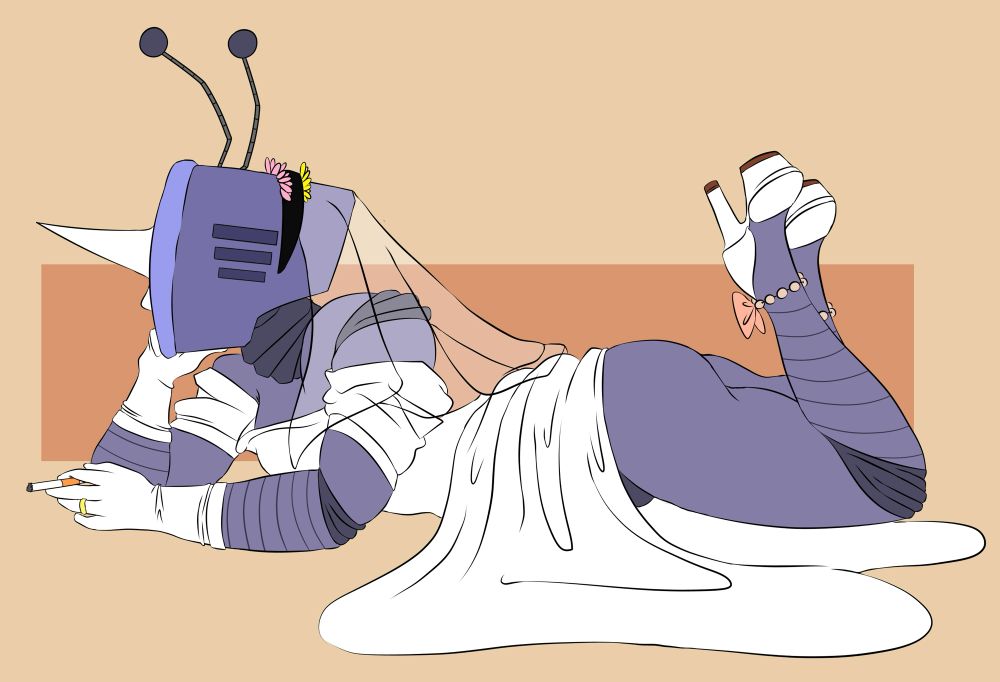 This is the same drawing as the first one but without Spamton. You can admire Tenna's nice ass.