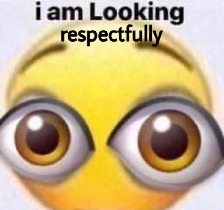 meme de um emoji completamente estourado com olhos gigantes escrito "I am looking respectfully"