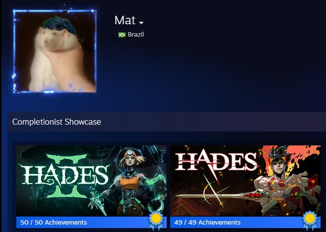 print da steam de todos os achievements de Hades 2 e Hades 1 completos