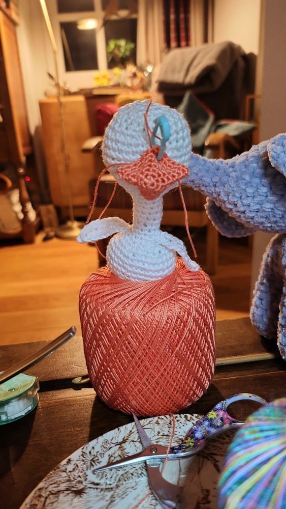 A work in progress... a small crocheted goose