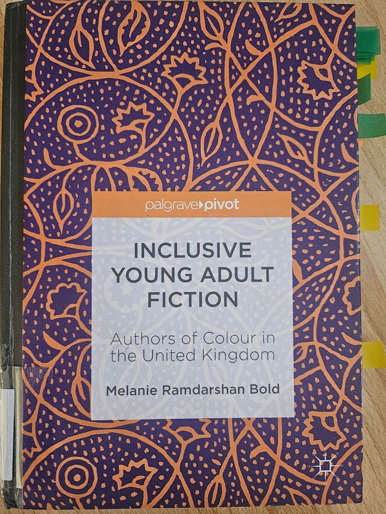 Front cover of Inclusive Young Adult Fiction: Authors of Colour in the United Kingdom. Cover is a deep purple with orange floral patterning.