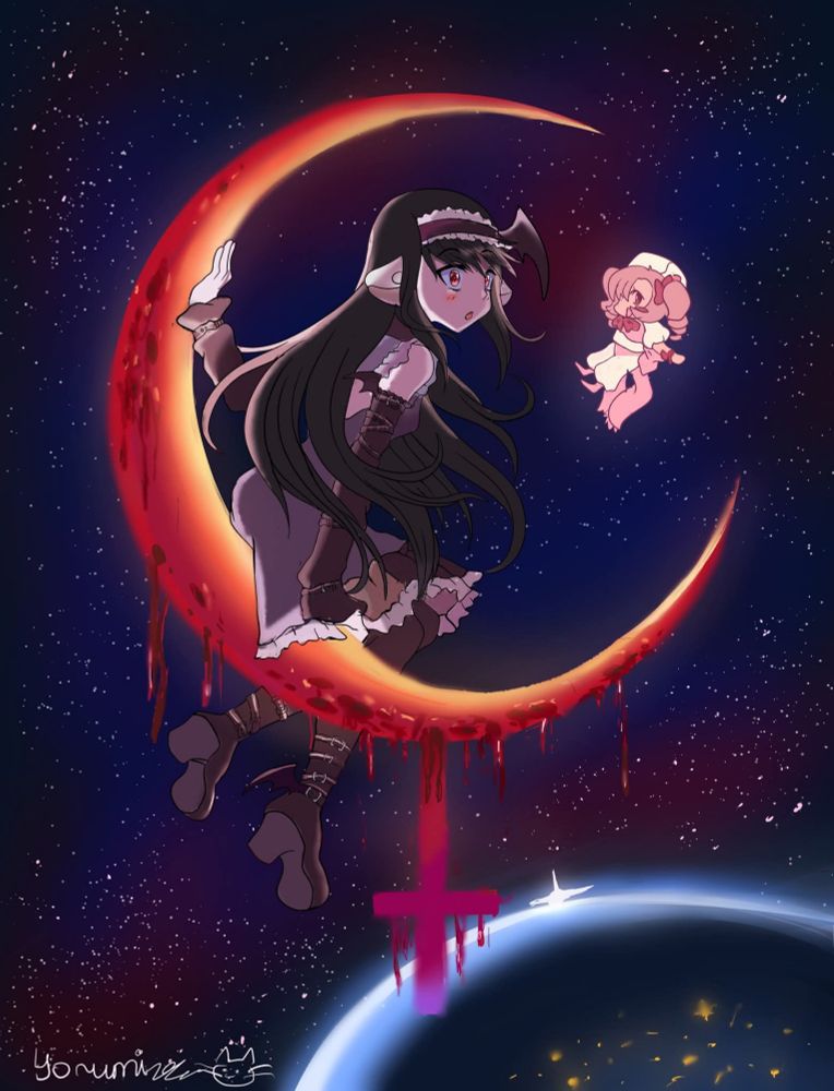 Blood moon lilith black moon lilith madoka kaname homura akemi chobits space planet