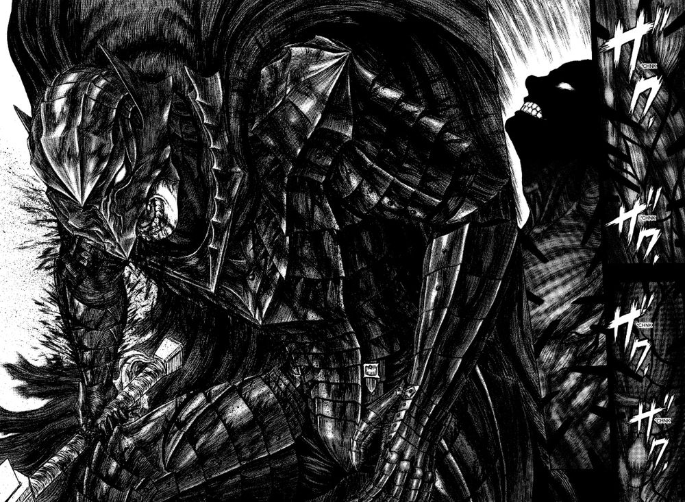 Guts dons the Berserker Armor