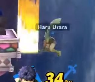 ike SDing in smash bros with the player name Haru Urara
