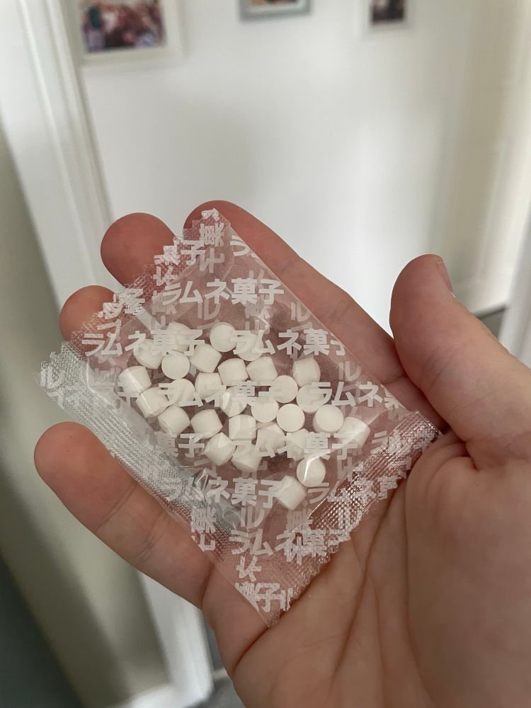 A bag of 21-year old Japanese sweets from a Thunderbirds model. Lovely.