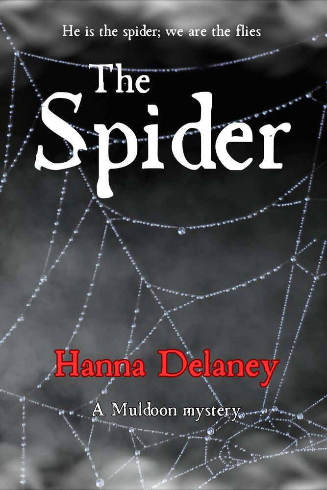 The spider is a Gothic thriller. Black background and white text. This is the books cover. 
