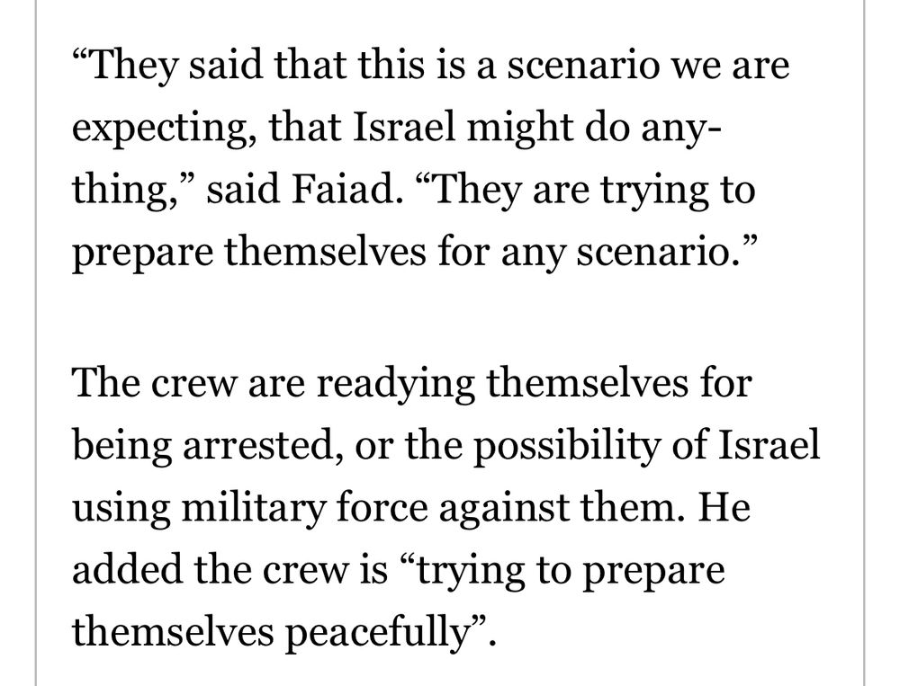Text from an Al Jazeera article including a quote from one of the journalists onboard.