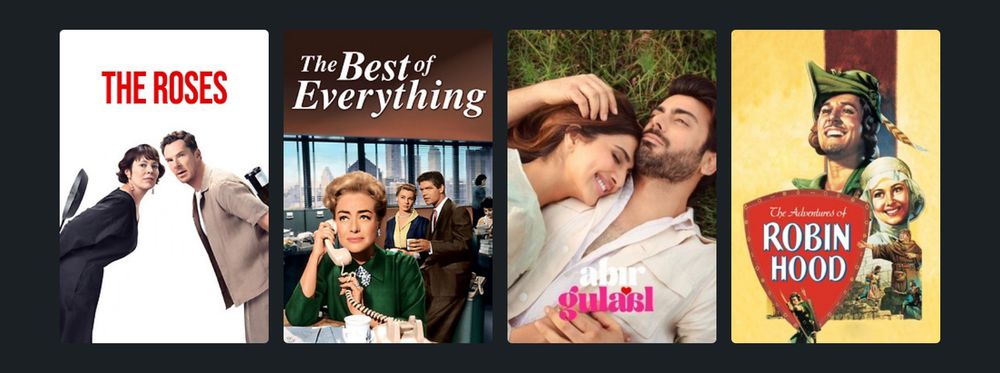 The Roses
The Best of Everything
Abir Gulaal
The Adventures of Robin Hood