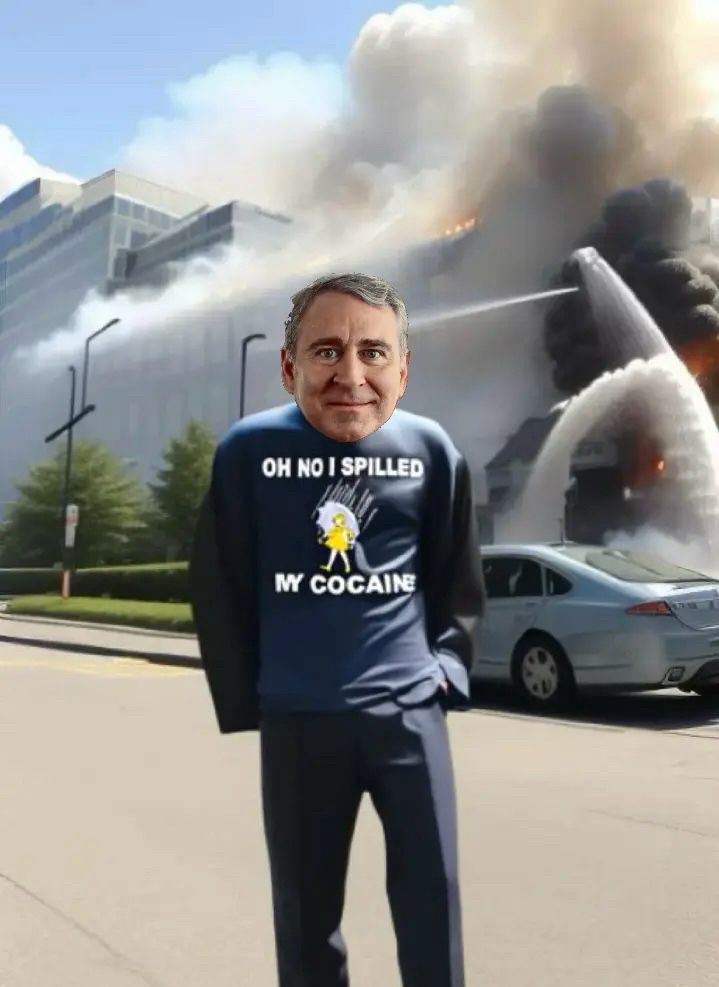 Ken Griffin, CEO of citadel securities, standing outside their Miami office on fire 