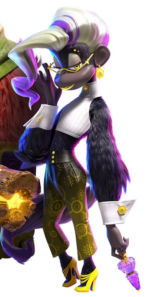 a new monkey character from the donkey kong game dressed like a fashion model