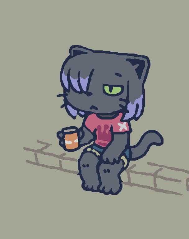 Choco is taking a break on the roadside.