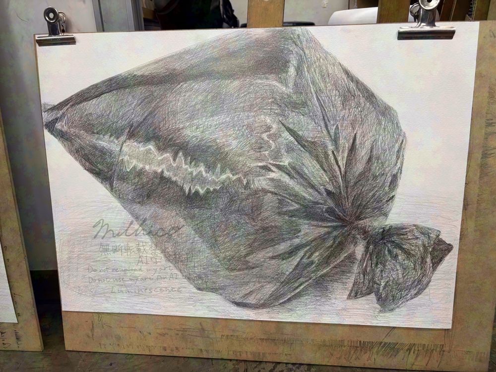 鉛筆デッサン_ゴミ袋